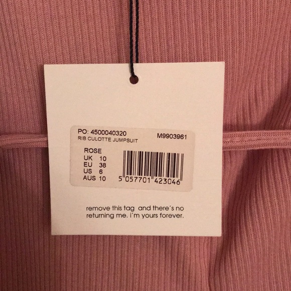 NWT Missguided Rose rib culotte jumpsuit - Picture 6 of 7